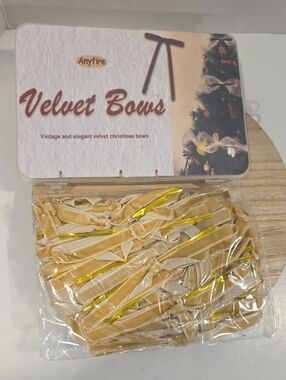 24 Count Velvet Bows - Khaki Color Velvet Holiday Ribbon Bows